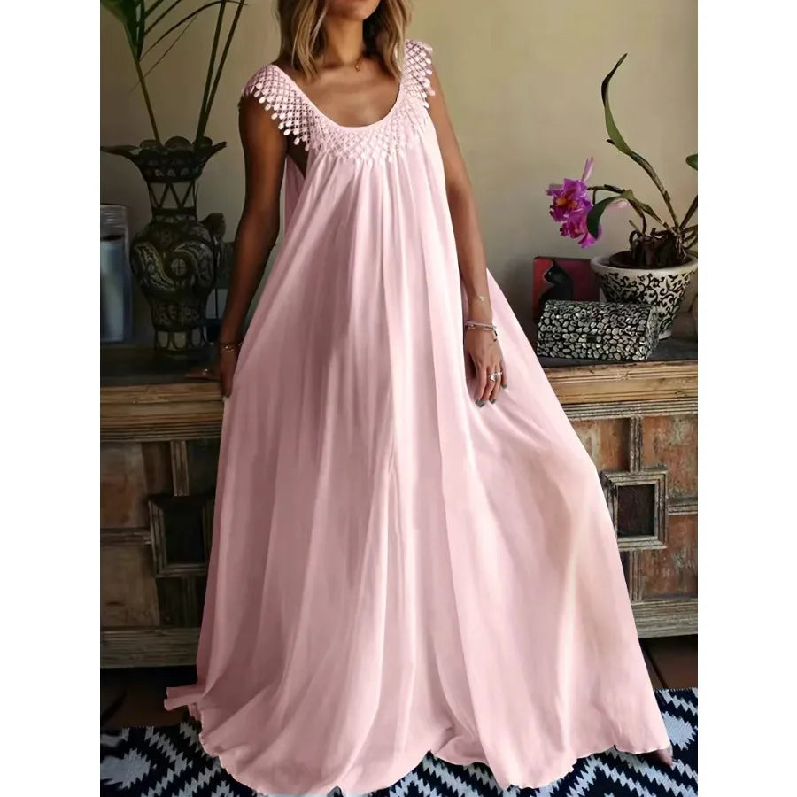 Voguable  Summer European and American -   simple solid color high-end jumpsuit long dress voguable