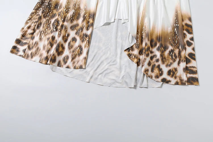 Voguable  Sexy Backless Long Dress Woman Leopard Print Bandage Halter Deep V-Neck Sleeveless Evening Club Party Fashion Bodycon voguable