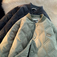 Winter Men's Jacket Stand Collar Thicken Button Windproof Baseball Jackets Casual Solid Warm Couples High Street Padded Clothes voguable