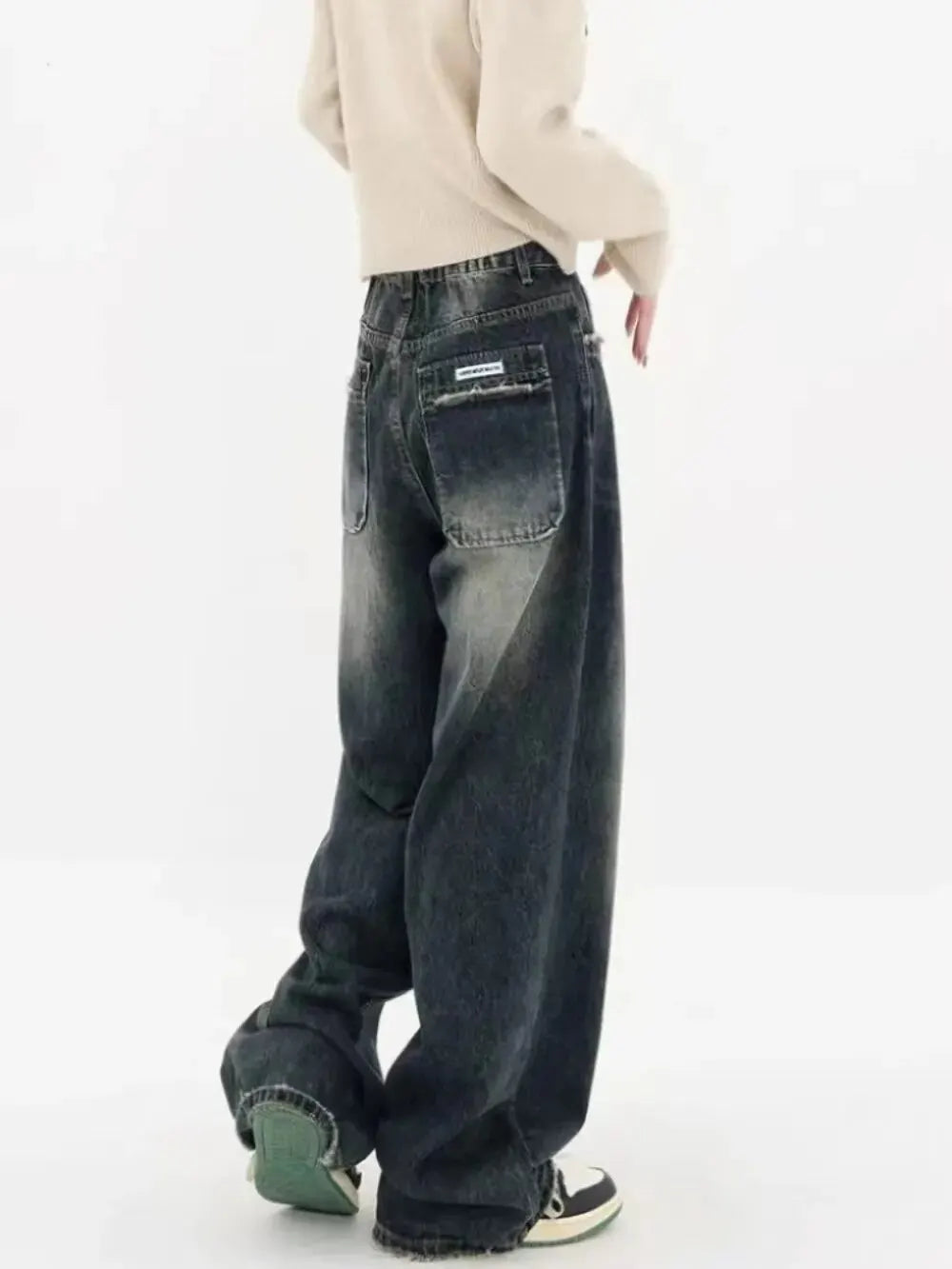 Women's Harajuku Style Loose Wide Leg Jeans Autumn Winter Street Fashion Retro Straight Loose Denim Trousers voguable