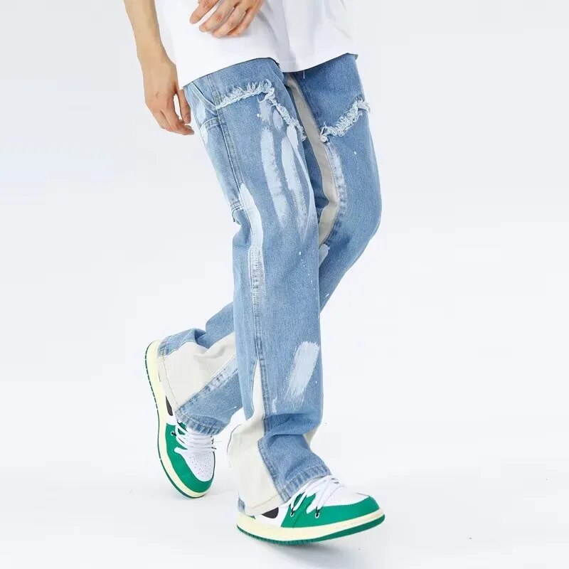 Kanye Y2K Streetwear Baggy Flare Jeans Cargo Pants Men Clothing Drawstring Sweatpants Male Denim Trousers Pantalon Homme voguable