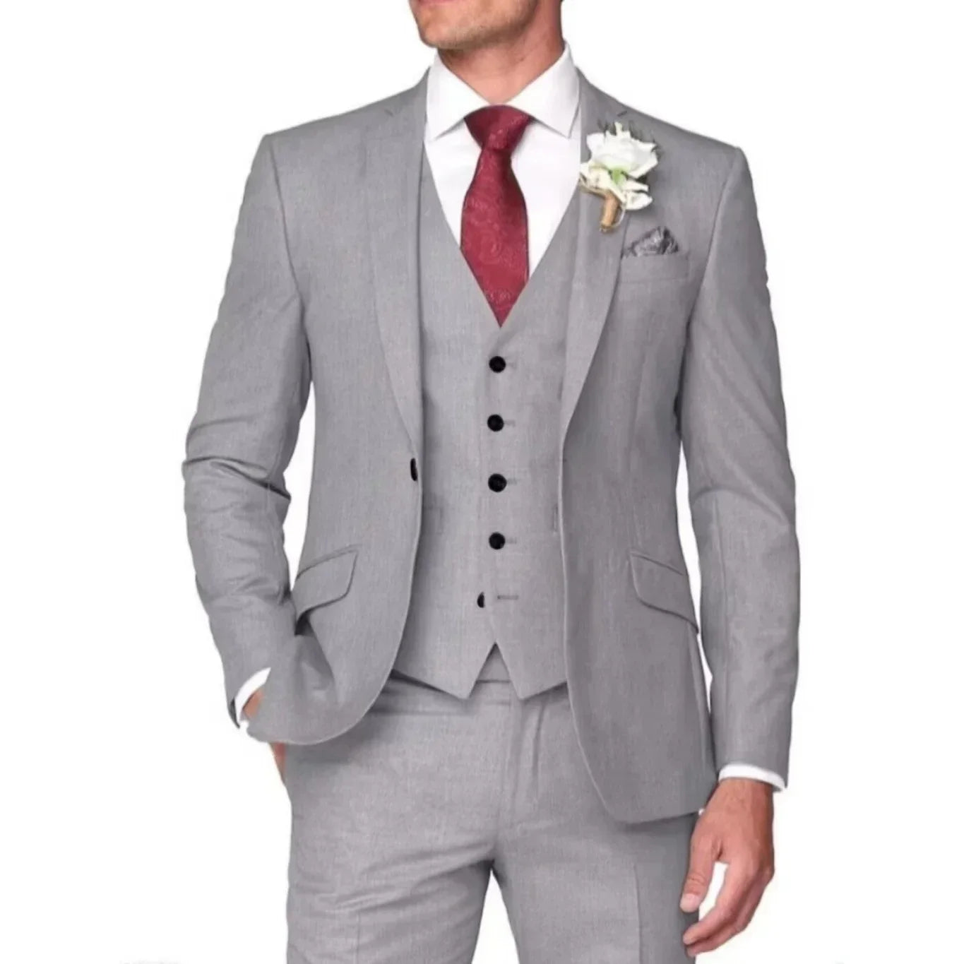 Voguable  Classic Men's 3pcsTuxedo Suit Colorful Blazer Vest And Pants Set Single Button High-Quality Men's Costume for Formal Occasions voguable