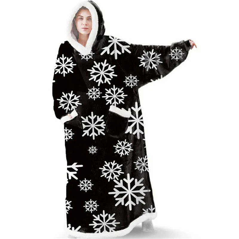 Oversized Hoodie Blanket Women Winter Warm Plush Hoodies Sweatshirt Men Loose Casual Super Long TV Blanket Giant Hoodie Blankets voguable