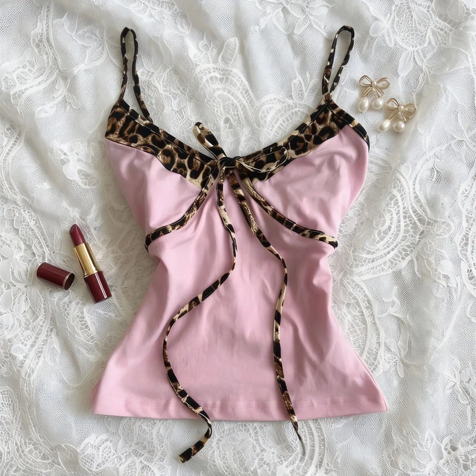 Voguable  2000s American Vintage Sexy Camis Y2k Harajuku Hot Girl Slim Leopard Patchwork Tank Summer Streetwear Beach Party Sleeveless Top voguable