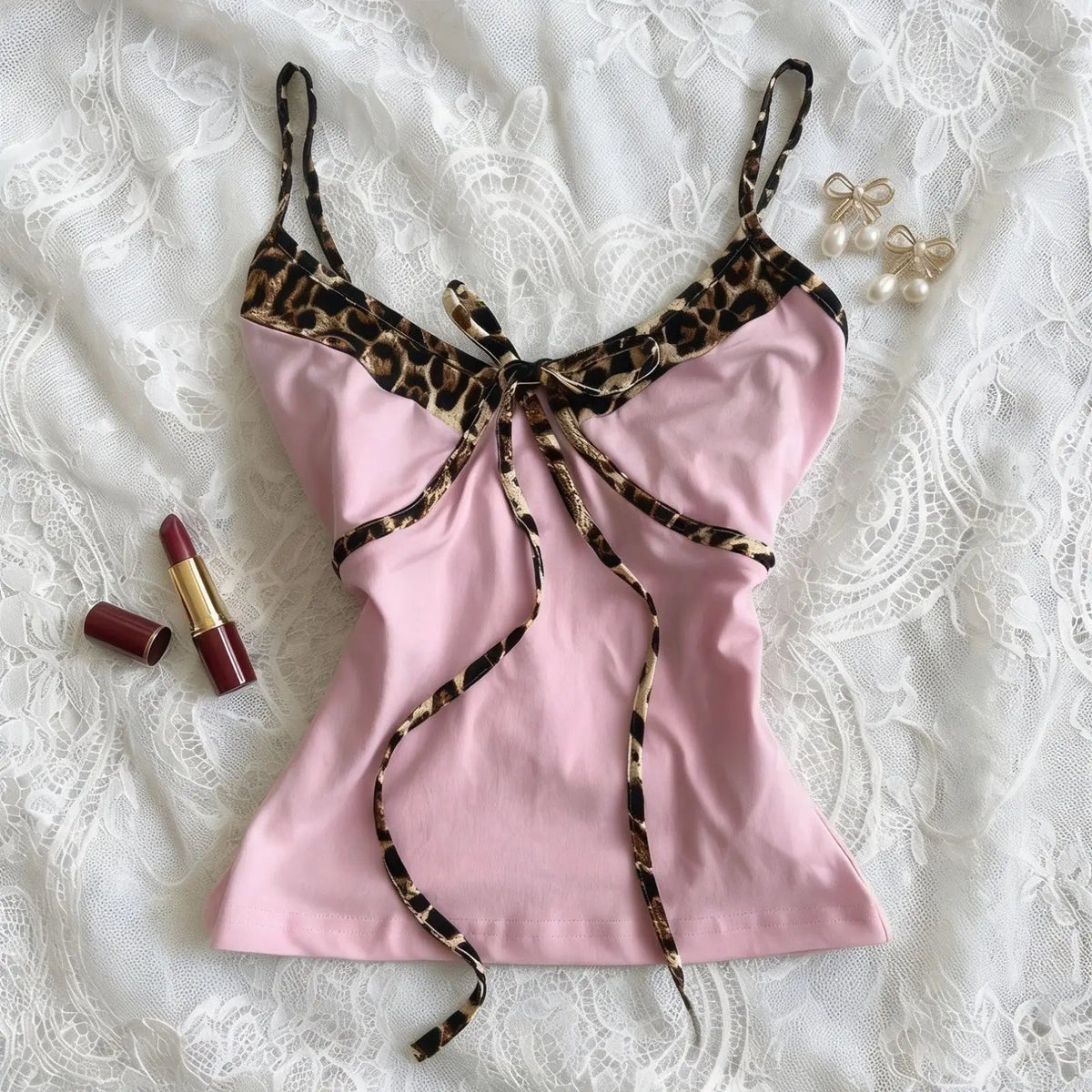 Voguable  2000s American Vintage Sexy Camis Y2k Harajuku Hot Girl Slim Leopard Patchwork Tank Summer Streetwear Beach Party Sleeveless Top voguable