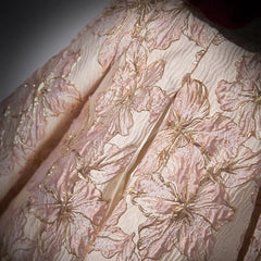 Voguable  Luxurious Off The Shoulder Evening Dresses New Women Pink Puff Sleeves Jacquard Exquisite Party Prom Gowns Wedding Dresses voguable