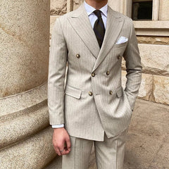 Voguable  7XL-XS (Jacket + Pants) Italian Style Luxury Striped Men Party Tuxedos Fashion Men's Wedding Social Slim Fit Suit 2 Piece Set voguable