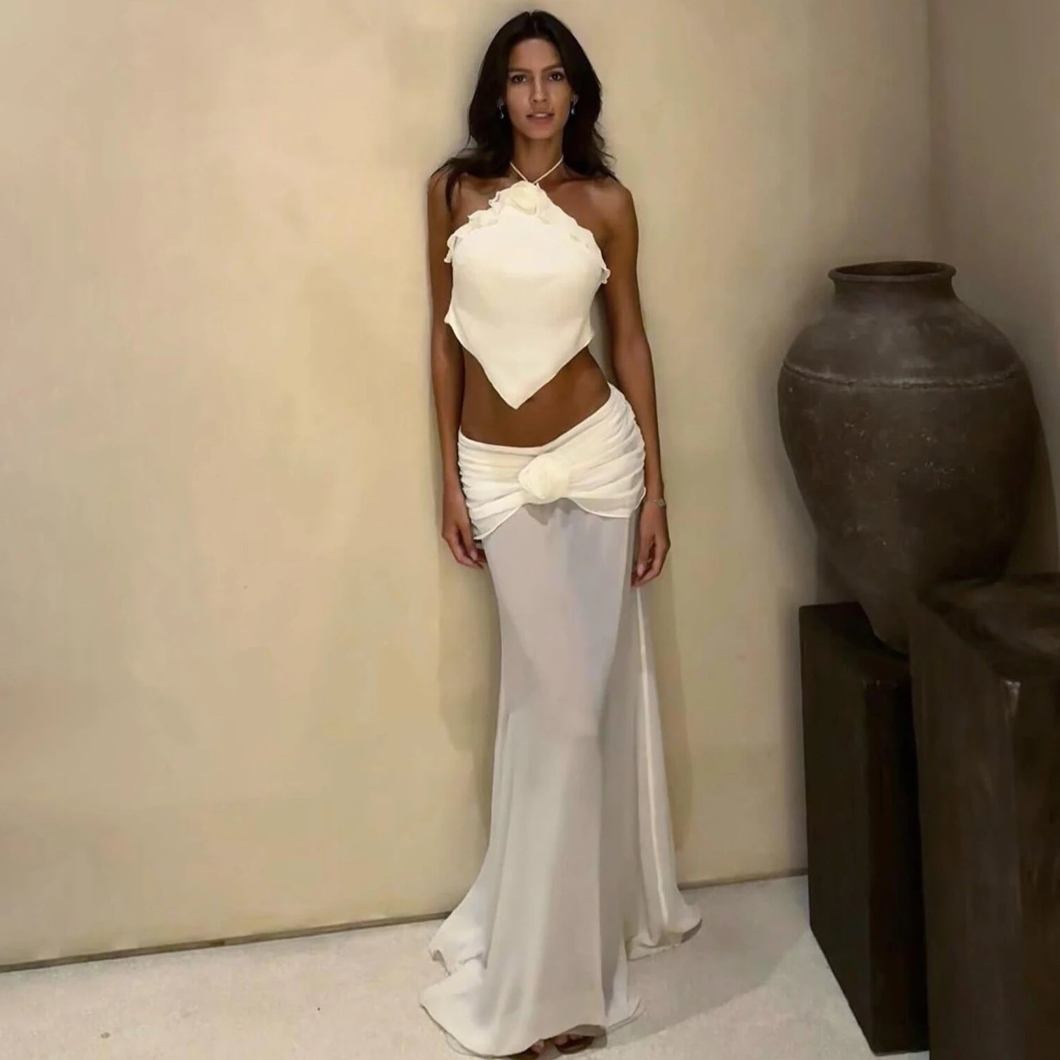 3 Pcs Flower Bikini 2025 Sexy Women Swimsuit Elegant White Swimwear Female Biquini Floral Cover Up Bodysuit Bath Suit Beachwear voguable