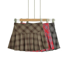 Mini Skirts For Woman Korean Fashion Red Plaid Skirts Women Y2k Clothes Cute Short Skirts Harajuku Vintage Pleated Skirts Preppy Pbong