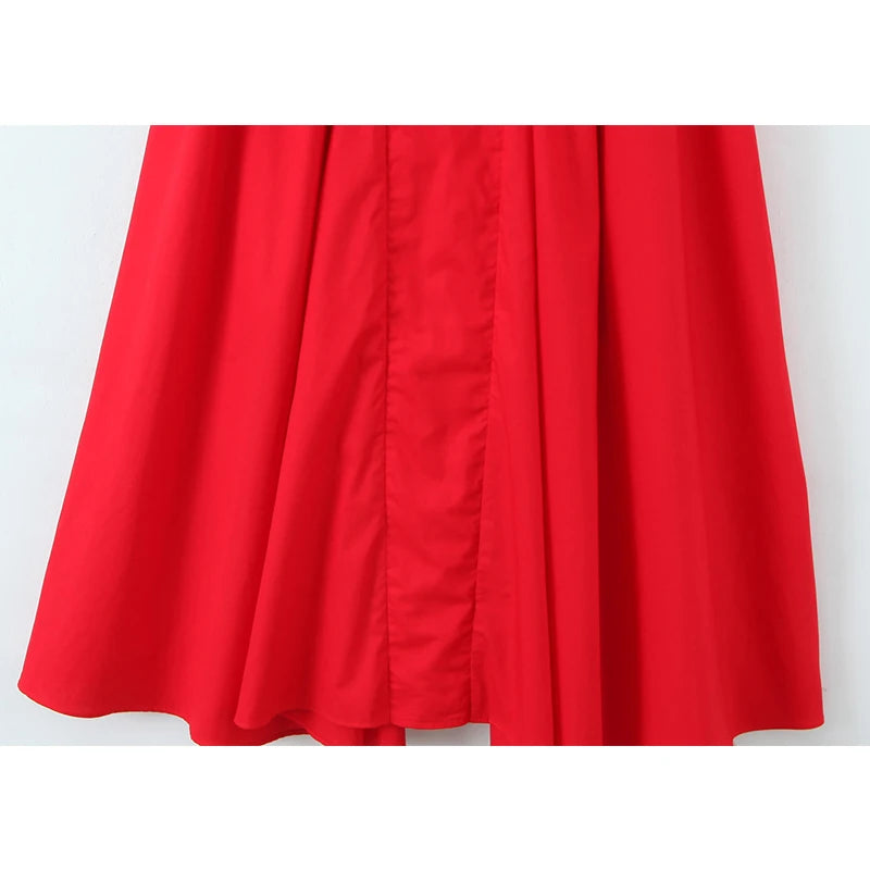 Red Elegant Slim Evening Party Dresses For Women Sexy Backless Low Waist  A-line Midi Long Halter Dress Cotton Robe voguable
