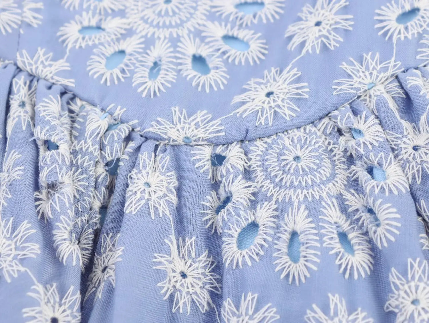Flower Embroidery Blue Sweet Short Dress 2025 New Square Collor A-line Zipper Fashion Summer Dress Fashion Beach Woman Clothing voguable