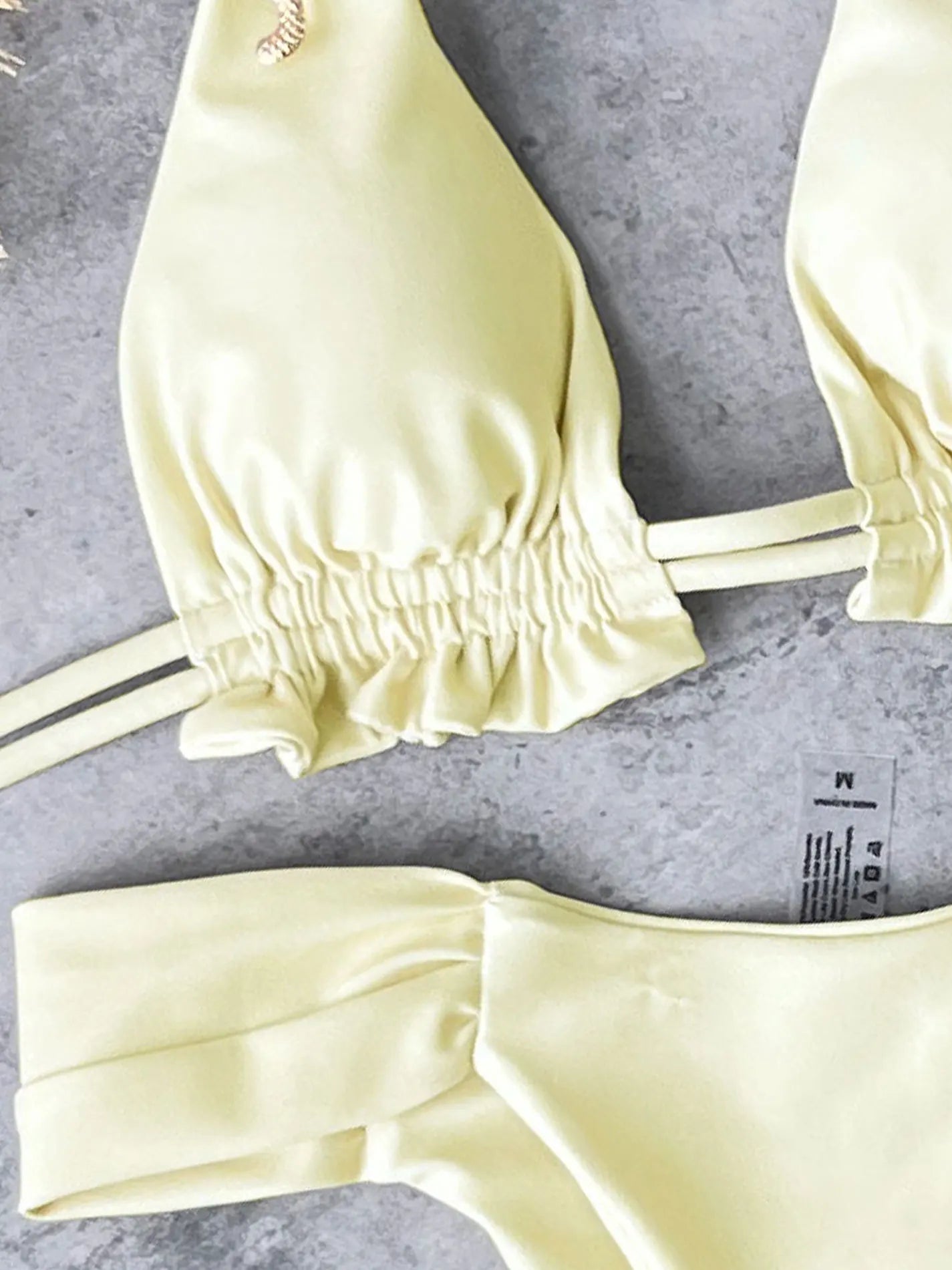 Voguable  Sexy Triangle Bikini Women Yellow Metal 3D Snake Strap Push Up Pleate Thong Swimsuit Summer Bathing Suit Bandage Swimwear voguable