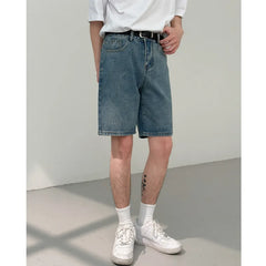 Voguable Summer Denim Shorts Men Fashion Retro Blue Denim Shorts Men Streetwear Korean Straight Jeans Men Vintage Jean Shorts M-2XL voguable