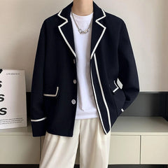 Voguable Black/White Blazer Men Fashion Society Men Dress Jacket Korean Loose Business Casual Suit Jacket Men Formal Blazer M-2XL voguable