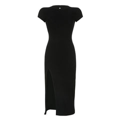 Slim Bodycon Short-Sleeve Stretch Midi Dress mysite