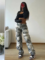 Camouflage Cargo Pants Women Fashion Multiple Pockets Loose Long Pant Femme Street High Waist Jeans Woman Trousers Autumn voguable