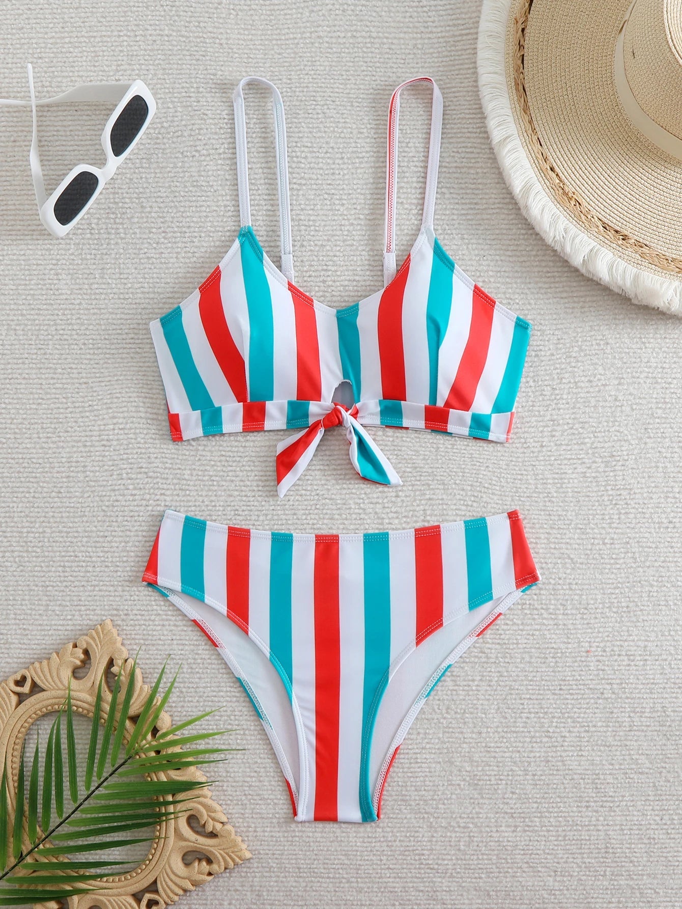 Voguable  High Waist Bikini Women Strappy Swimsuit Sexy Striped Swimwear Female Bathers Bathing Swimming Swim Suit Summer Beachwear voguable