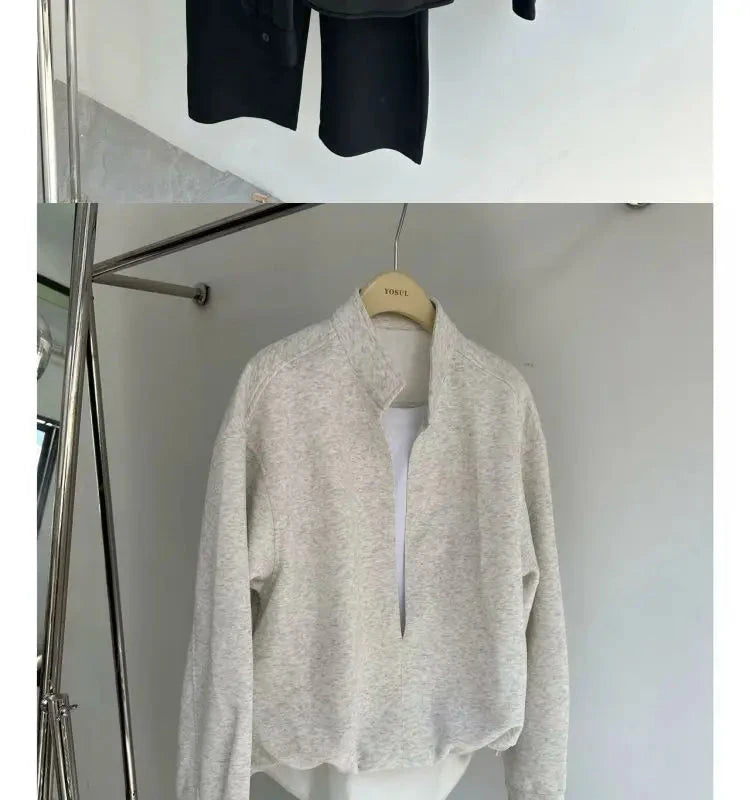 Korean Casual Sports High-end Suit Autumn Sweatshirt Fake Two-piece Spring Fashion Trend Casual Loose Suit Aesthetic Academy voguable