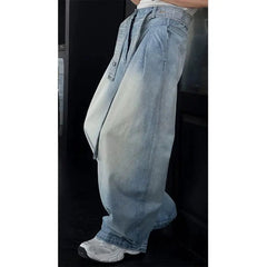 Mens Loose Fit Washed Wide Leg Jeans man baggy Floor Dragging Casual Streetwear Denim Pants  Trending Fashion High Quality voguable