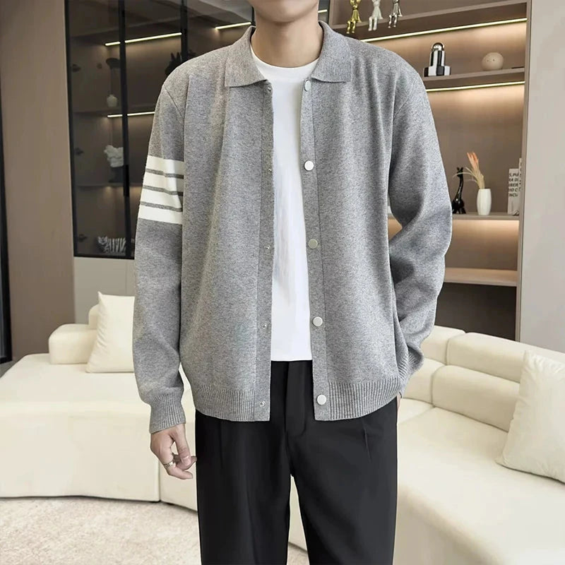 Japanese Retro Men's Cardigan Coats Light Luxury Knitted Lapel Long Sleeve Sweater Jacket Leisure Premium Quality Knitwear M-3XL voguable