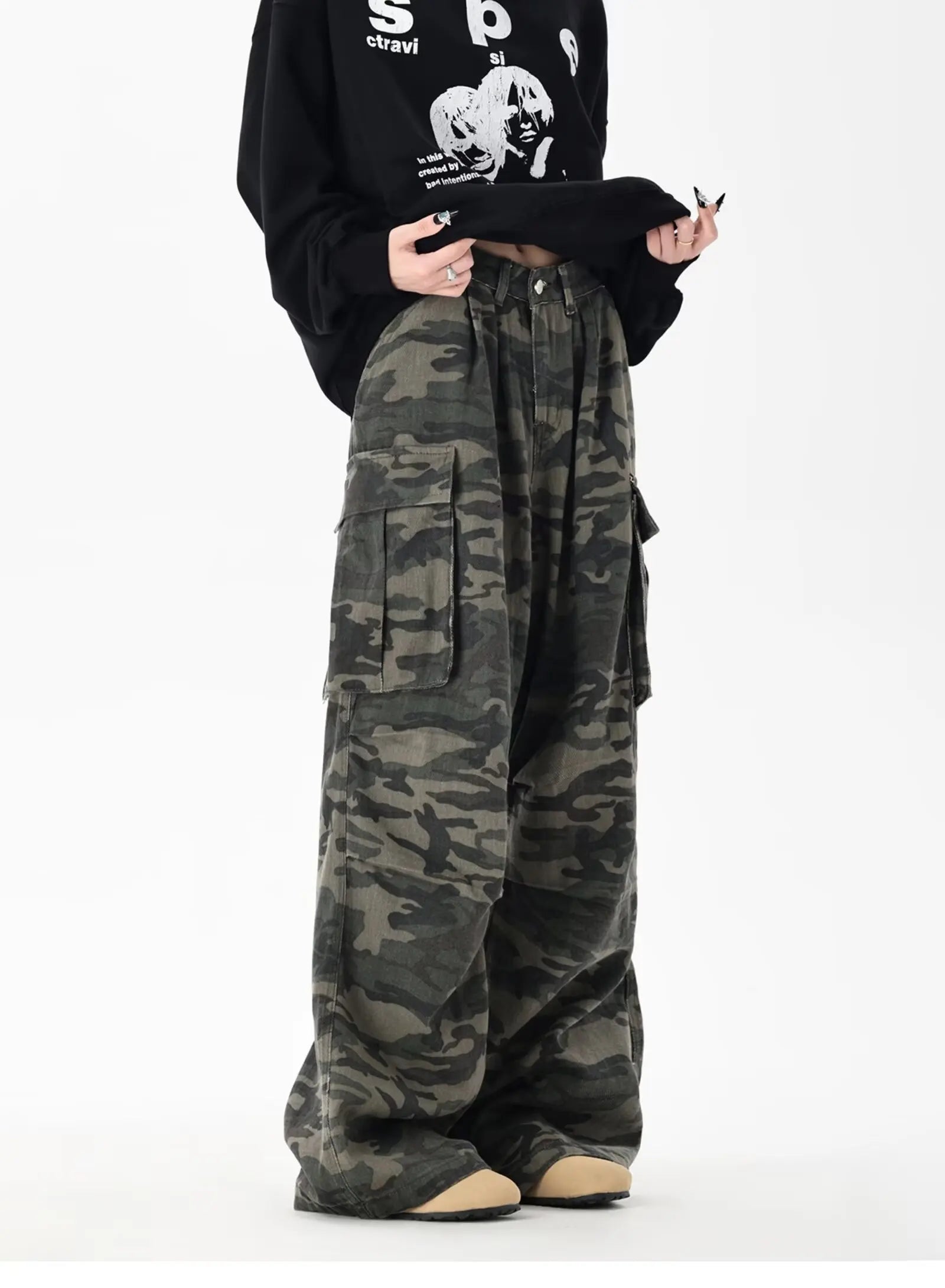 Camouflage Jeans Man Y2K Hip Hop Vintage High Waisted Jeans Straight Streetwear Casual Loose Large Size Wide Leg Denim Pants voguable