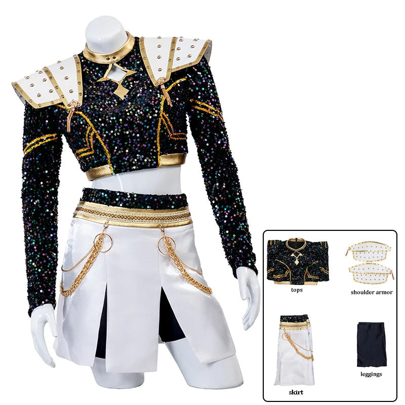 KPop Zoey Cosplay Costume Wig Shoes Black Coat Singing Suit Song-Promotion Costume Women Halloween Party Role Playing Outfit voguable