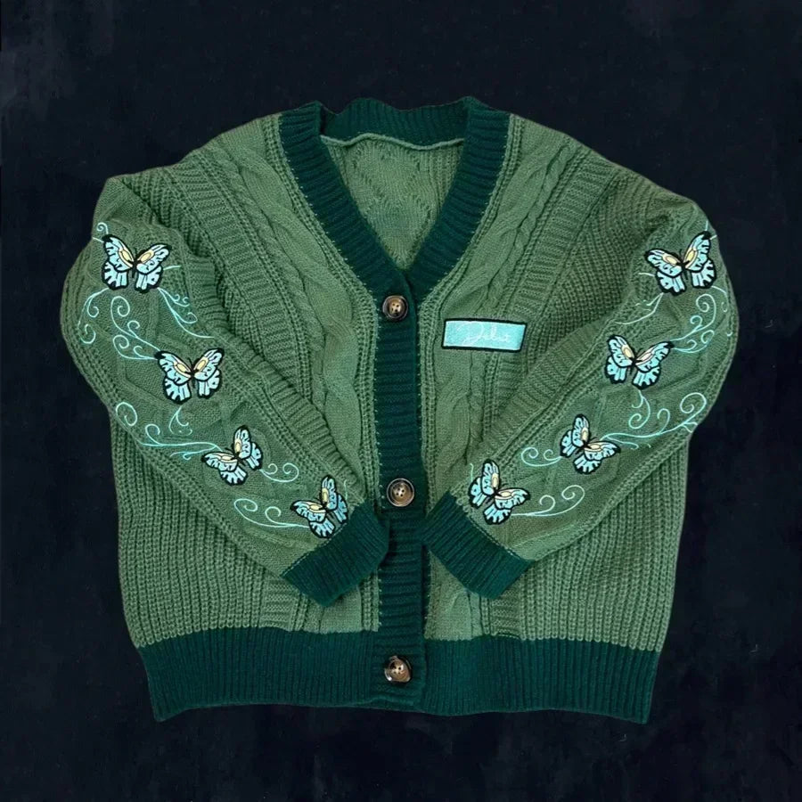 Christmas Tree Women Cardigan Autumn Winter Knitted Cardigans with Star Embroidery Holiday Sweater Folklore Tops Christmas Gift voguable