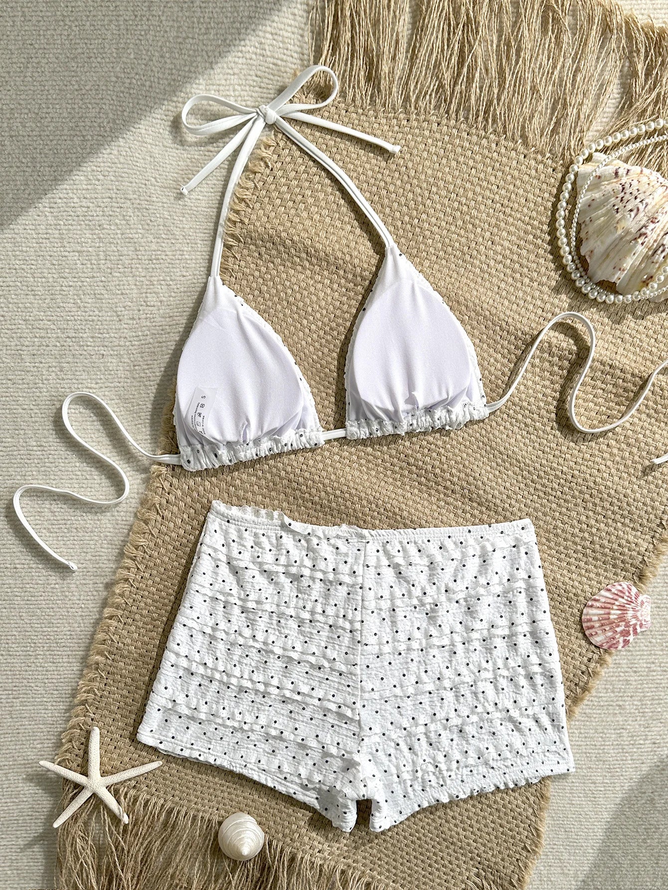 Voguable  Sexy Push Up Bra High Waist Bikinis Sets Women White Polka Dot Print Swimsuit Summer Holiday Bathing Suit Two Piece Swimwear voguable