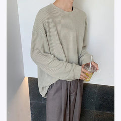 Autumn Long Sleeved T-shirt Men Oversized Casual Checkered T Shirt Men Streetwear Korean Loose Round Neck T Shirt Mens Top voguable