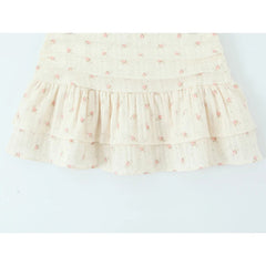 Sweet Girl Floral Print Layer Cake Mini Skirt Women Pleated Sexy Low Waist A-line Holiday Summer Skirts voguable