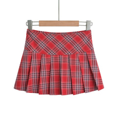 Mini Skirts For Woman Korean Fashion Red Plaid Skirts Women Y2k Clothes Cute Short Skirts Harajuku Vintage Pleated Skirts Preppy Pbong