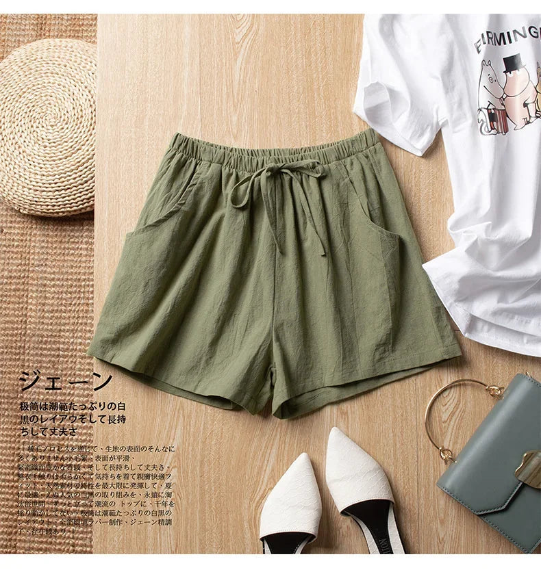 Casual Linen Shorts Women Gym Workout Shorts Cotton Short Pants High Waisted Black Ladies Short Femme Women Shorts Sport Femme voguable