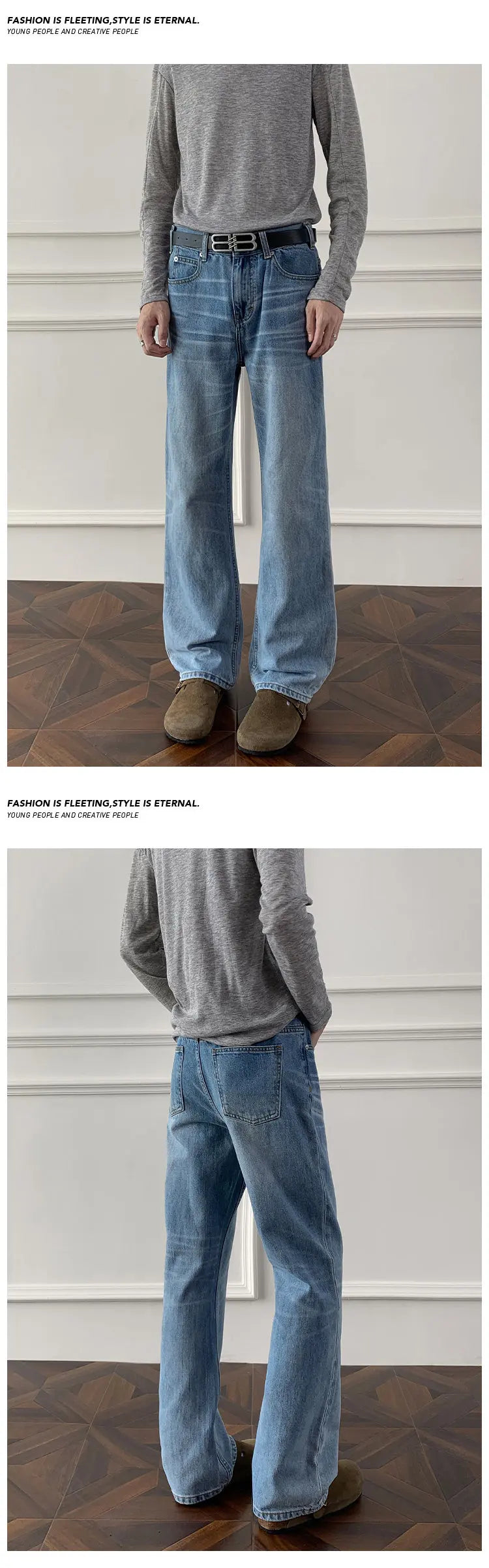 Autumn jeans Mens Classic Straight Leg Jeans Blue Washed Denim Trousers Wholesale Fall Fashion Casual Pants voguable