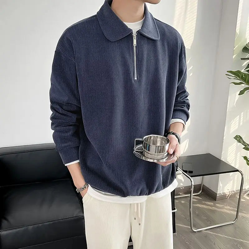 Voguable  Spring Autumn Fashion Loose Solid Casual Sweatshirt Man Long Sleeve All-match Business Male Pullover Tops Streetwear Ropa Hombre voguable