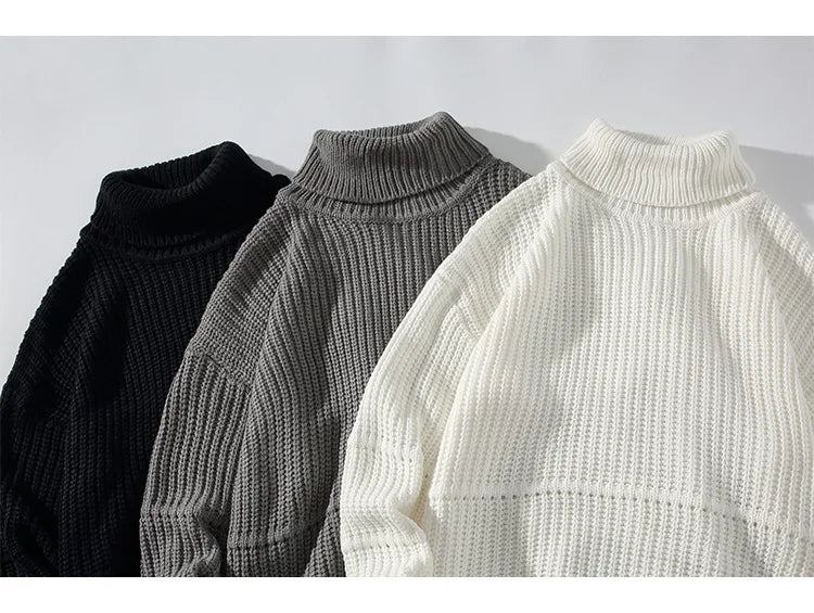 Autumn Winter Mens Casual Turtleneck Pullover Men's Long Sleeve Rollneck Sweater Korean Style Fashion Warm Knitted Sweater voguable