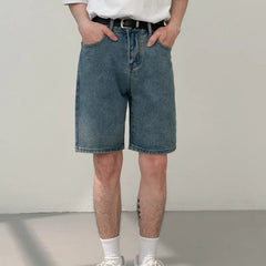 Voguable Summer Denim Shorts Men Fashion Retro Blue Denim Shorts Men Streetwear Korean Straight Jeans Men Vintage Jean Shorts M-2XL voguable
