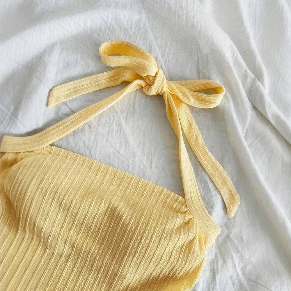 Tanks Spring Summer Korean Fitting Slim Plain Off Shoulder Halter Neck Casual Tanks For Women voguable