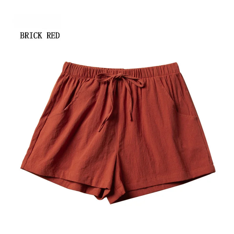 Casual Linen Shorts Women Gym Workout Shorts Cotton Short Pants High Waisted Black Ladies Short Femme Women Shorts Sport Femme voguable