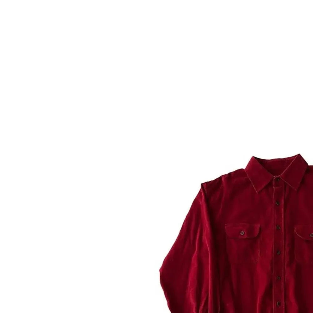 Korean High-end Shirt Temperament Red Corduroy Long-sleeved Shirts Men Women Spring Loose Lazy Trendy Tops Aesthetic Chic Blouse voguable