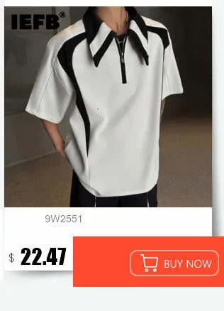 Korean Style Men's T-shirts Short Sleeve Casual Lace-up Design Solid Color Tees Hollow Out Loose Male Tops Summer 9W3719 voguable