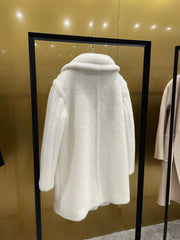 Max Short Teddy Coat 62% Alpaca 26% Wool 12% Silk Coat Winter Thicken Women's Coat voguable