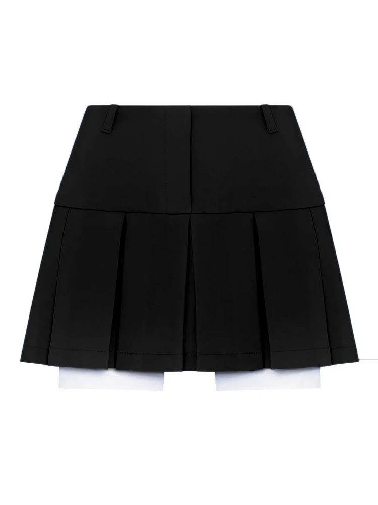 Taruxy New Mini Skirt For Women Cute High Waist Fashion Y2K Skirts Set 2022 Casual Streetwear Womens Bottom Black Pleated Skirts voguable