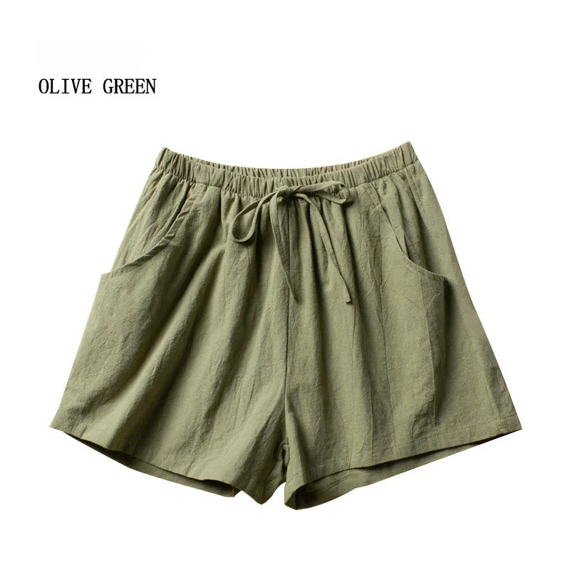 Casual Linen Shorts Women Gym Workout Shorts Cotton Short Pants High Waisted Black Ladies Short Femme Women Shorts Sport Femme voguable