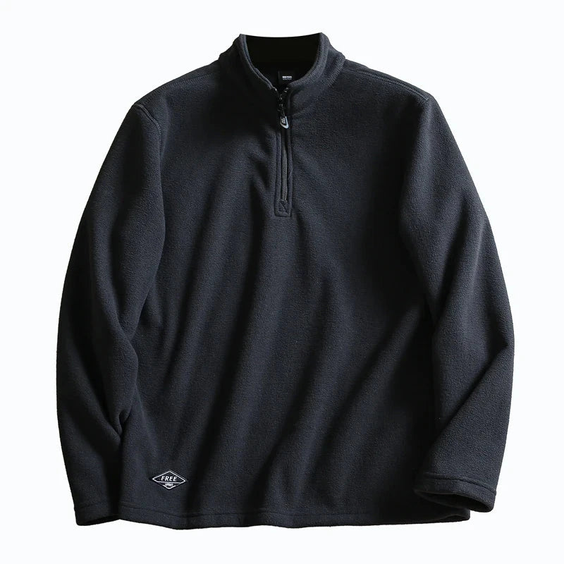 Heat Storage Double-sided Fleece Pullover Autumn Winter Outdoor Windproof Warm Semi-zipper Stand Collar Casual Sweatshirt Jacket voguable