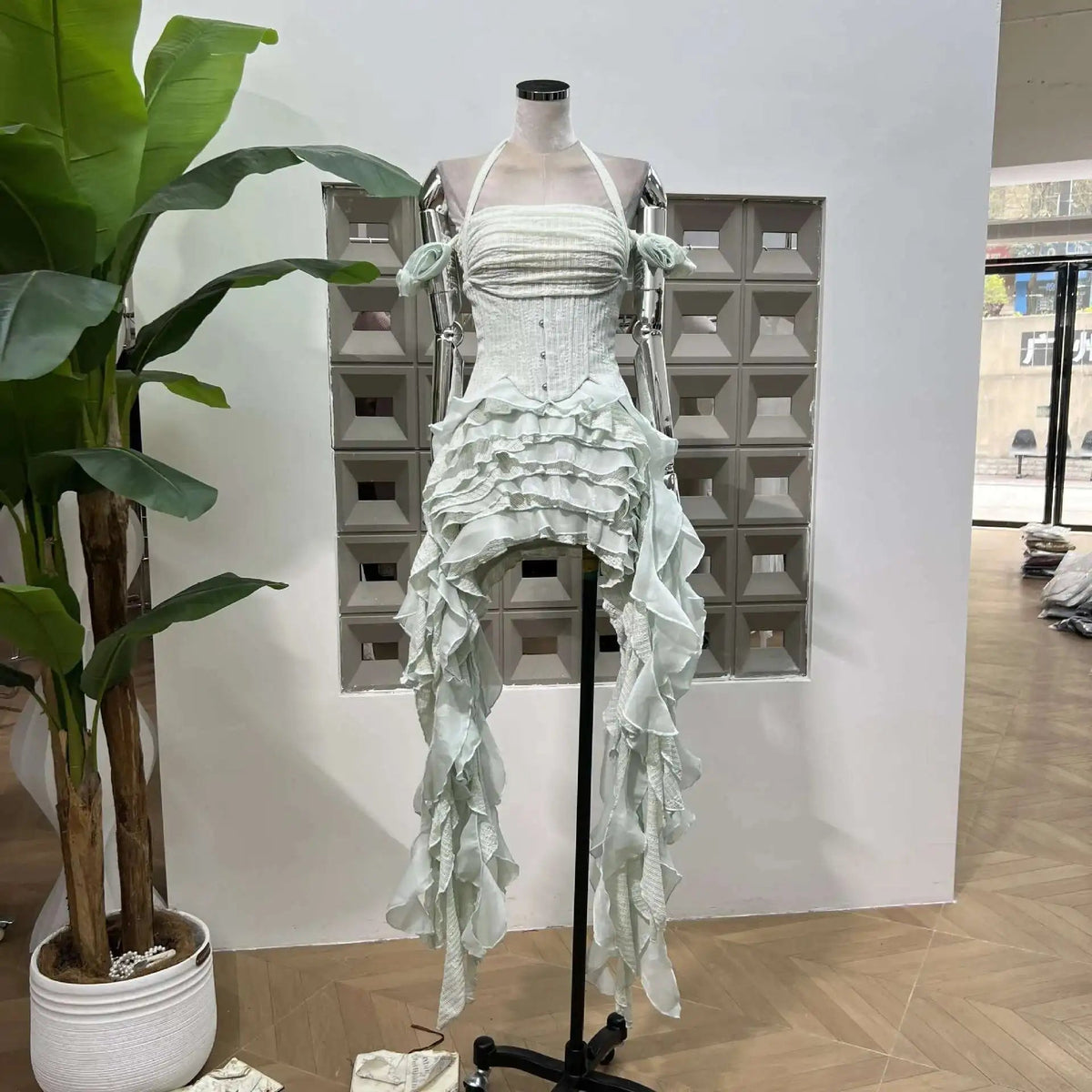 Fashion Women Dress Sleeveless Slash Neck Solid Color Tassel Strapless Irregular Female Party Dress New Tide voguable