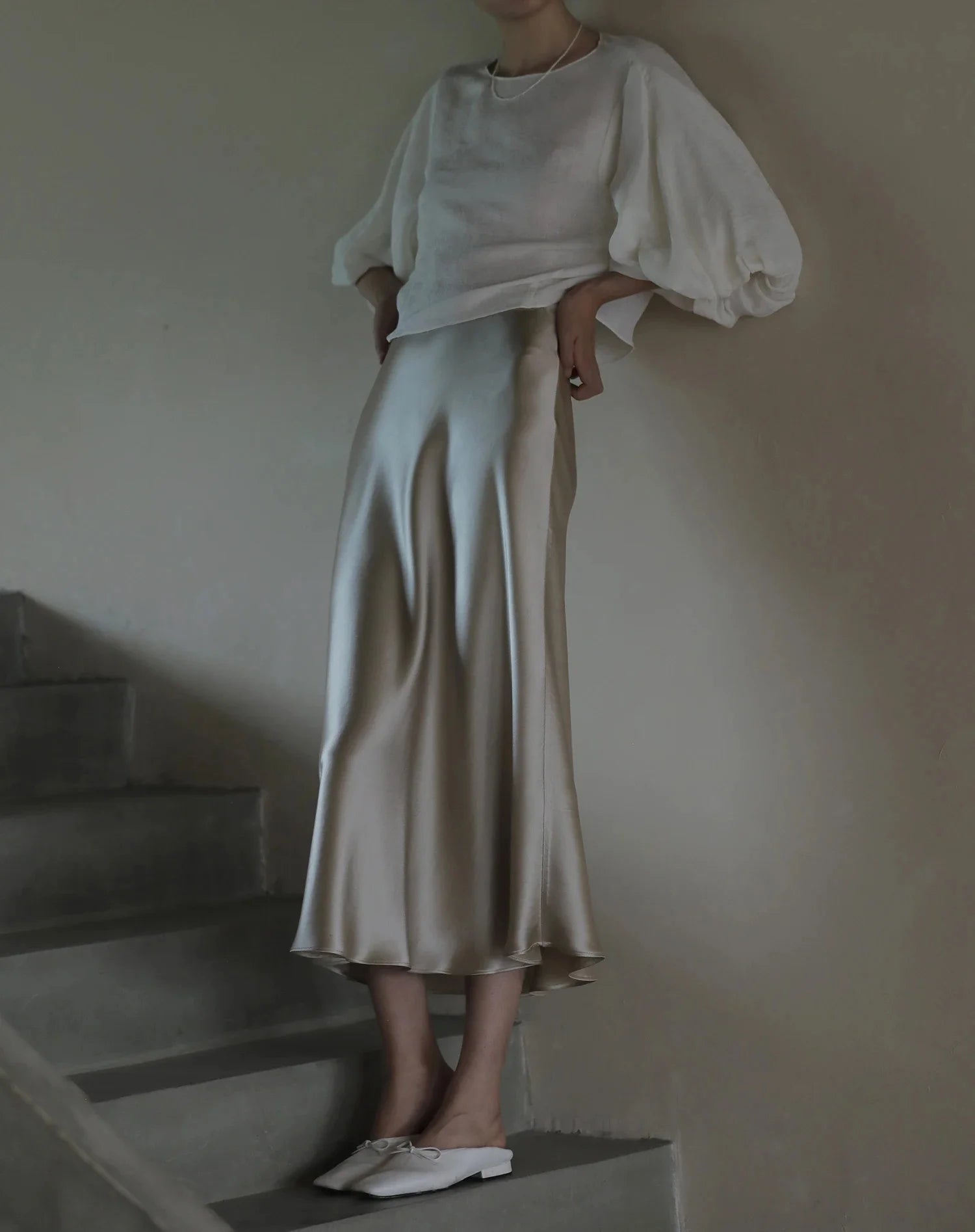 Silk Satin Skirts for Women Korean Style Champagne Office High Waist A- line Skirt Fashion Elegant Solid Long Pencil Skirt 2024 voguable