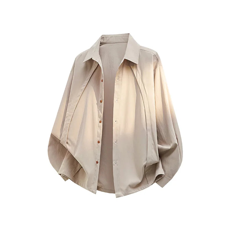 Voguable  plus Size Men's Oversized Autumn Chic Shirt Loose Fit Long Sleeve Solid Loose Shirt for Streetwise Elegance M-XXXXXL voguable