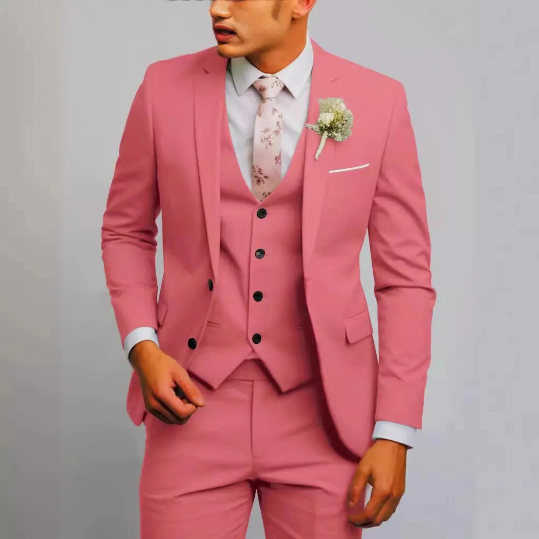 Voguable  Casual Men's Suits  Slim Regular Fit 3 Piece Elegant Tuxedos Notch Lapel Blazer Vest Pants for Evening Party  Formal  Wedding voguable