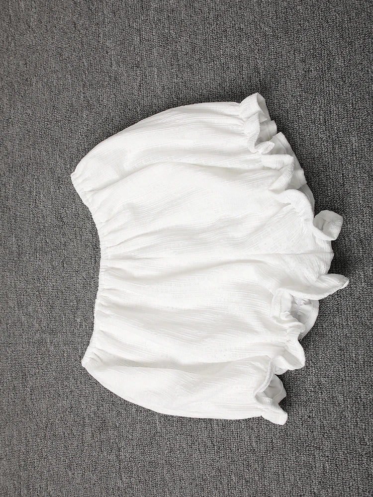 Fashion Solid Color Dress Women's Fringe Strapless Dress Waistband Same Color Shorts 2025 Summer New Tide voguable