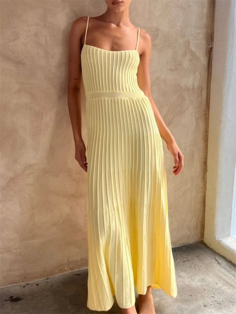 Backless Ribbed Maxi Dress For Women Summer New Holiday Party Stretch High Waist Bodycon Maternity Dresses Knit Sundress voguable